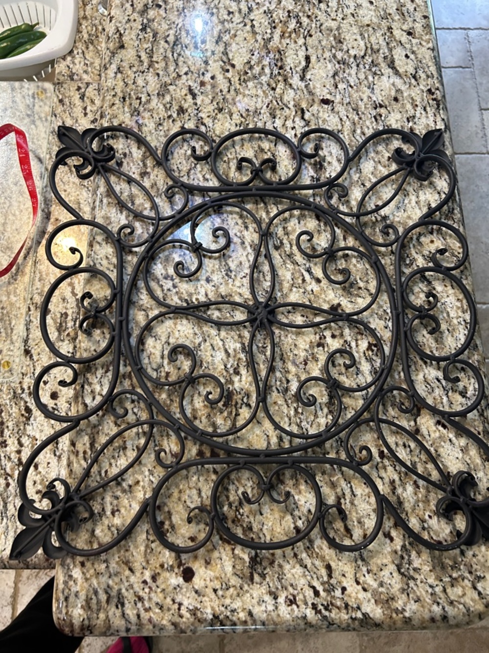 Hand Crafted Black Wrought Iron Wall Scroll Accent - Picture 8 of 9